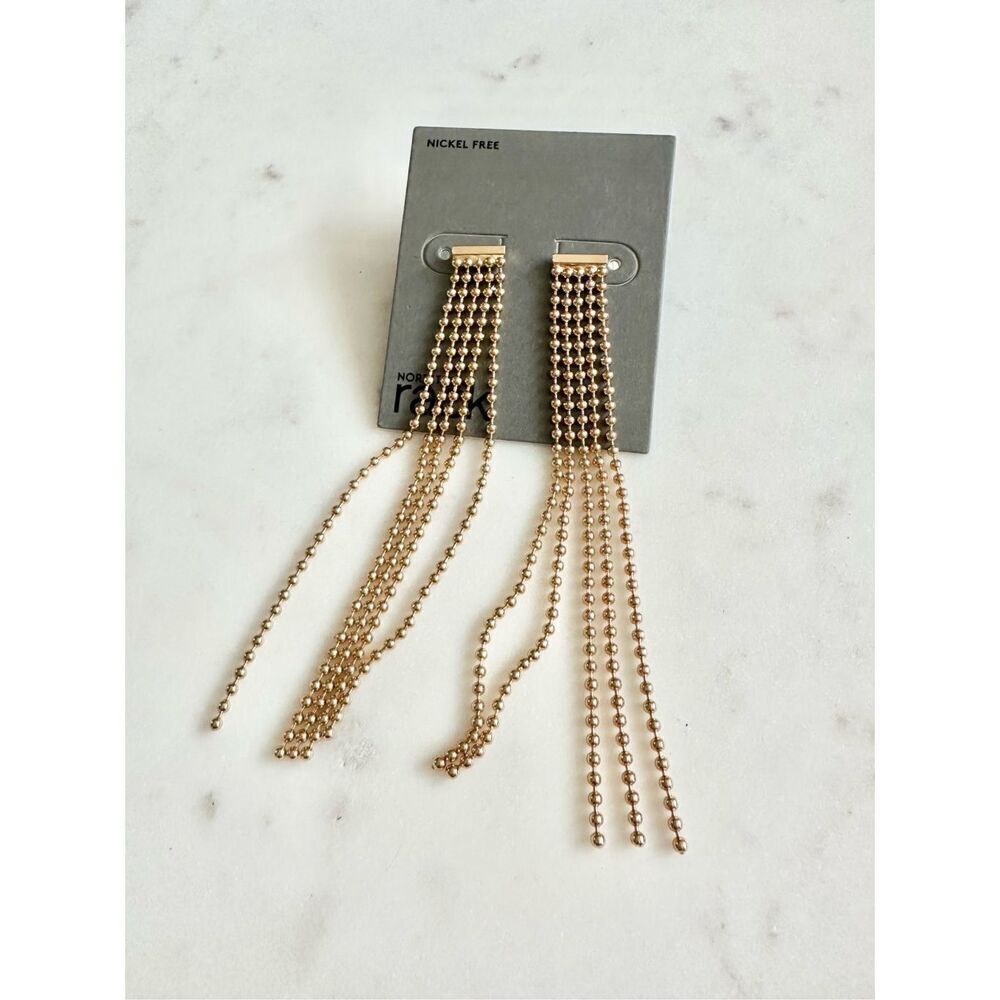 Gold color beaded tassel Nordstrom‘s dangle earrings ￼